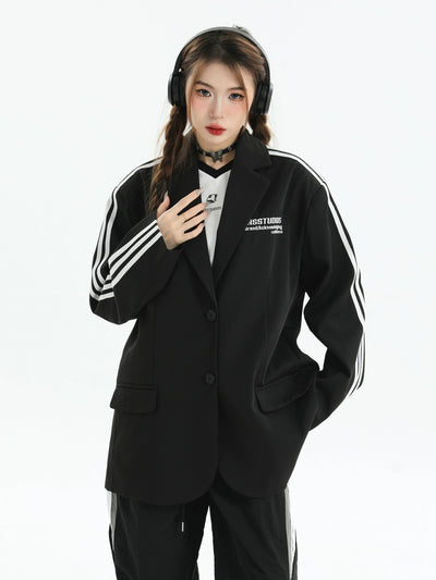 Sports Style Lapel Blazer Korean Street Fashion Blazer By INS Korea Shop Online at OH Vault