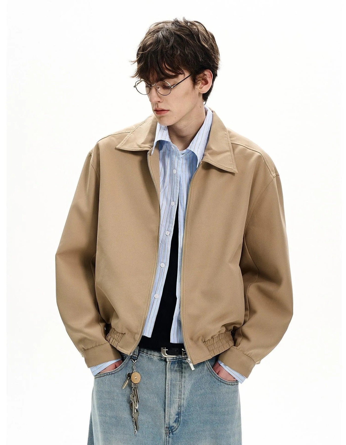 Spliced Stripes Zipped Jacket Korean Street Fashion Jacket By MaxDstr Shop Online at OH Vault