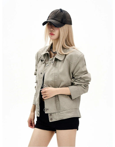Structured Fireman Clasp Short Jacket Korean Street Fashion Jacket By 77Flight Shop Online at OH Vault
