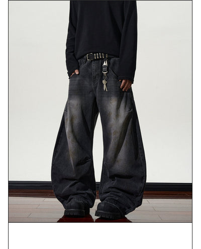 Faded Smudged Scimitar Jeans Korean Street Fashion Jeans By A PUEE Shop Online at OH Vault