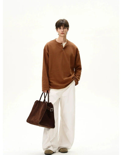 Henley Collar Layered T-Shirt Korean Street Fashion T-Shirt By MaxDstr Shop Online at OH Vault