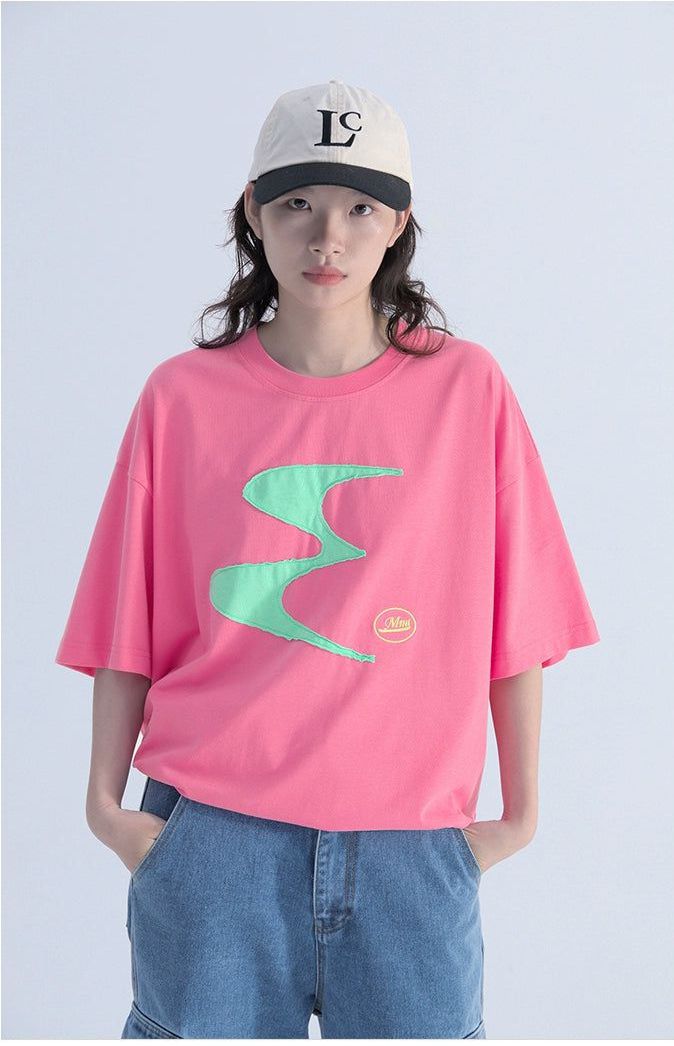 Contrast Logo Patch T-Shirt Korean Street Fashion T-Shirt By Mentmate Shop Online at OH Vault
