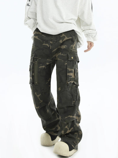 Utility Pleated Camo Cargo Pants Korean Street Fashion Pants By INS Korea Shop Online at OH Vault