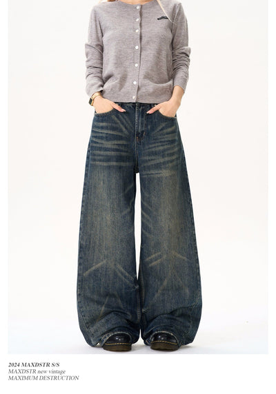 Classic Whiskers Loose FIt Jeans Korean Street Fashion Jeans By MaxDstr Shop Online at OH Vault