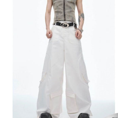 Solid Color Strap Detail Trousers Korean Street Fashion Trousers By Argue Culture Shop Online at OH Vault