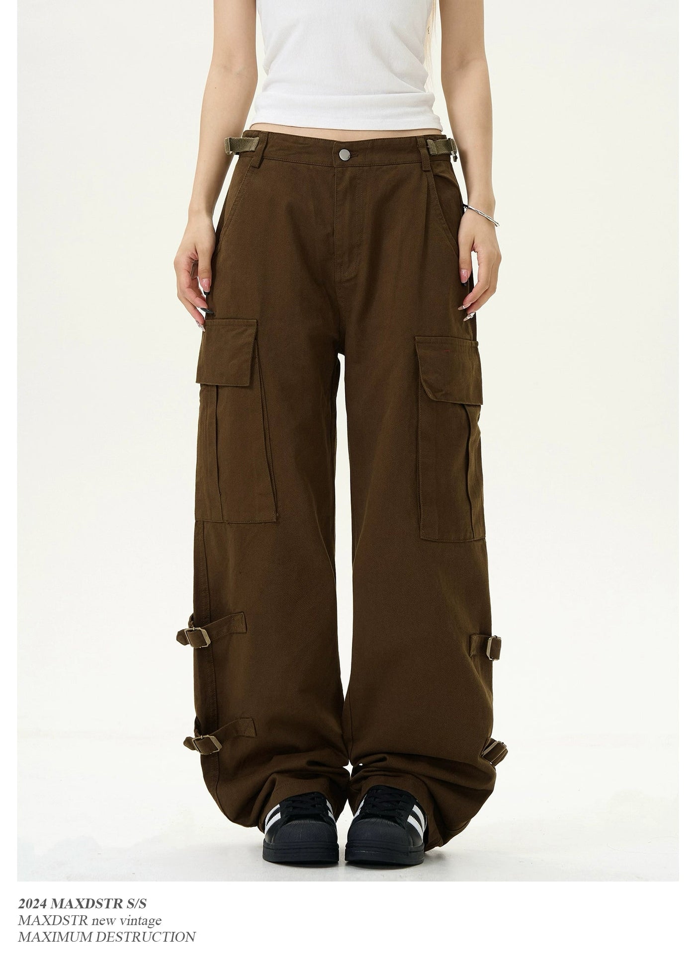 Elastic Side Straps Cargo Pants Korean Street Fashion Pants By MaxDstr Shop Online at OH Vault