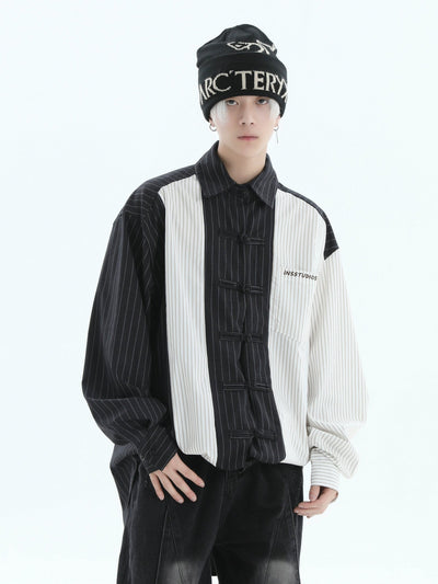 Spliced and Striped Shirt Korean Street Fashion Shirt By INS Korea Shop Online at OH Vault