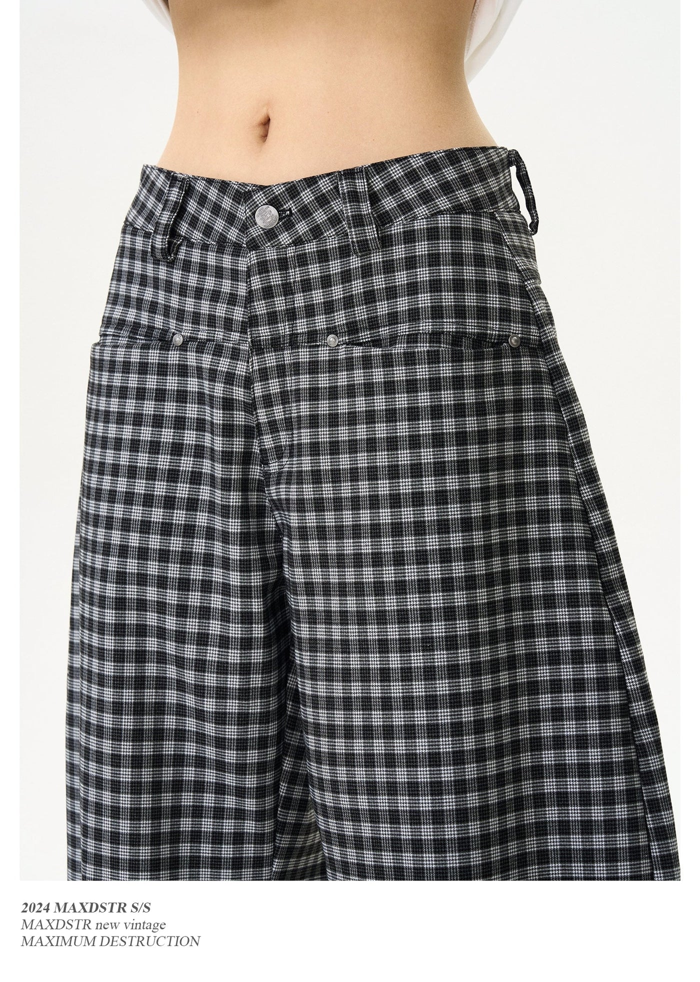 Plaid Wide Scimitar Pants Korean Street Fashion Pants By MaxDstr Shop Online at OH Vault