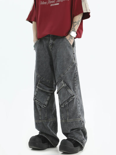 Tilted Pocket Cargo Jeans Korean Street Fashion Jeans By INS Korea Shop Online at OH Vault