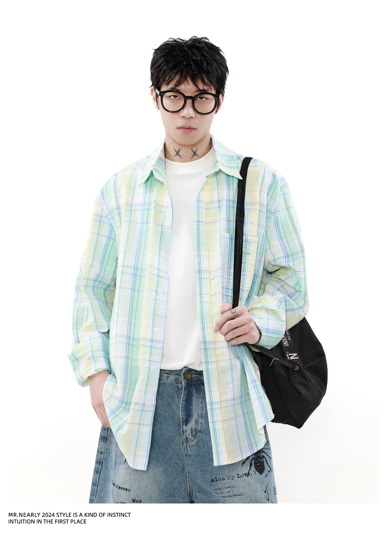 Bubble Textured Plaid Shirt Korean Street Fashion Shirt By Mr Nearly Shop Online at OH Vault