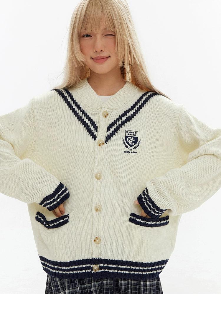 School Style Knit Cardigan Korean Street Fashion Cardigan By Crying Center Shop Online at OH Vault