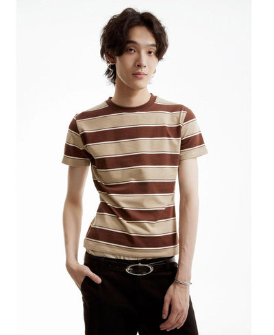 Striped Slim Fit T-Shirt Korean Street Fashion T-Shirt By Funky Fun Shop Online at OH Vault