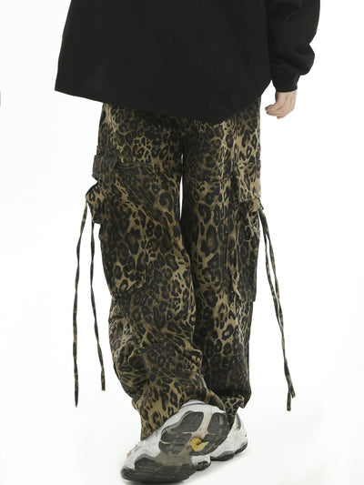 Side Drawstring Leopard Cargo Pants Korean Street Fashion Pants By INS Korea Shop Online at OH Vault