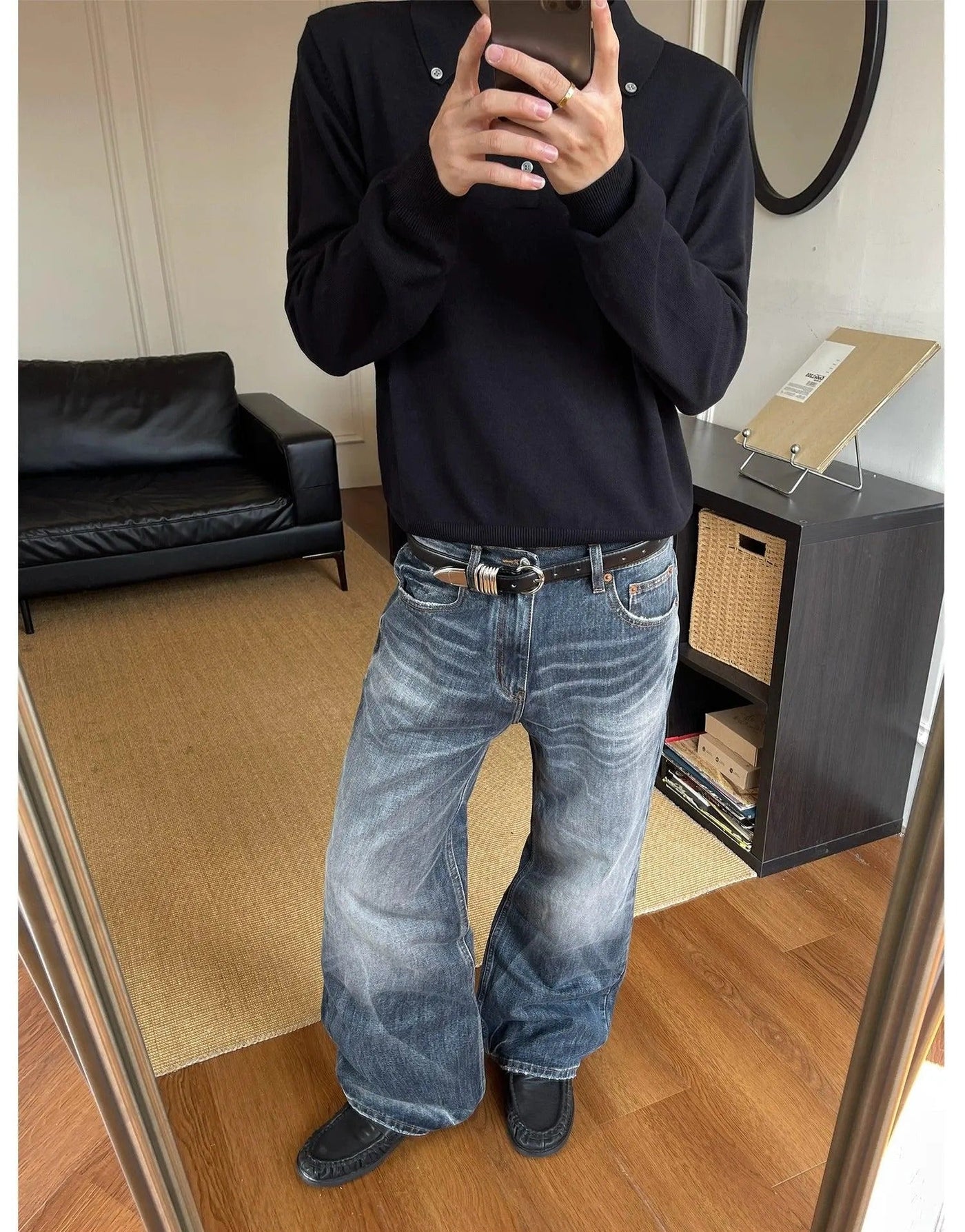 Whiskered Raw Edge Bootcut Jeans Korean Street Fashion Jeans By MaxDstr Shop Online at OH Vault
