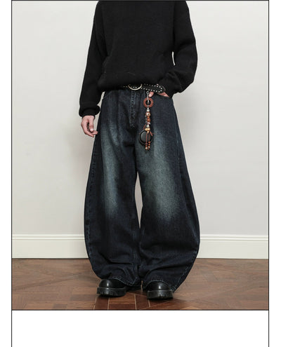 Faded Effect Baggy Fit Jeans Korean Street Fashion Jeans By A PUEE Shop Online at OH Vault