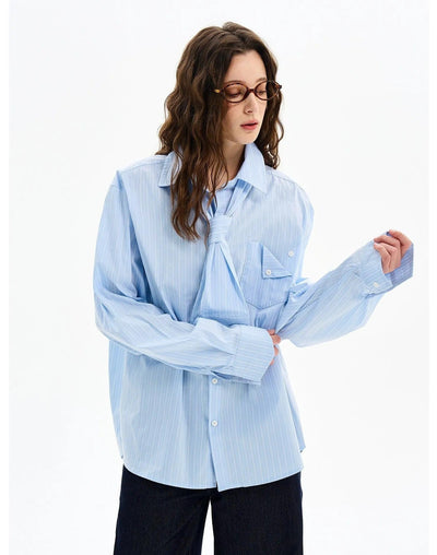 Neck Strap Vertical Striped Shirt Korean Street Fashion Shirt By MaxDstr Shop Online at OH Vault