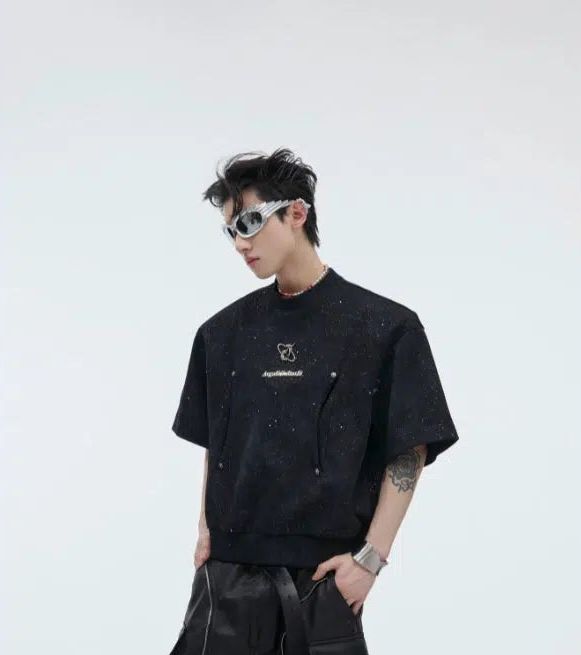 Metal Logo Star Dust T-Shirt Korean Street Fashion T-Shirt By Argue Culture Shop Online at OH Vault