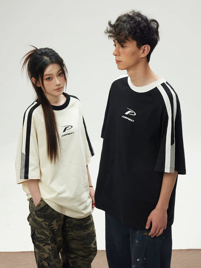 Contrast Spliced Basic T-Shirt Korean Street Fashion T-Shirt By Jump Next Shop Online at OH Vault