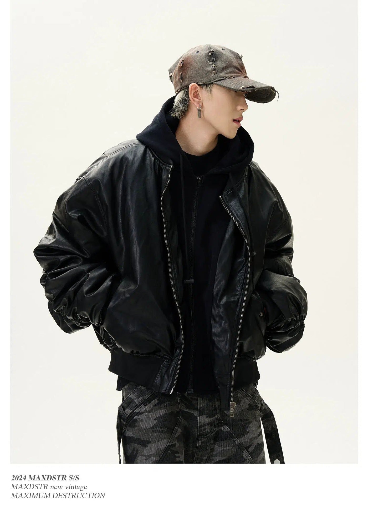 Layered Hooded PU Leather Jacket Korean Street Fashion Jacket By MaxDstr Shop Online at OH Vault