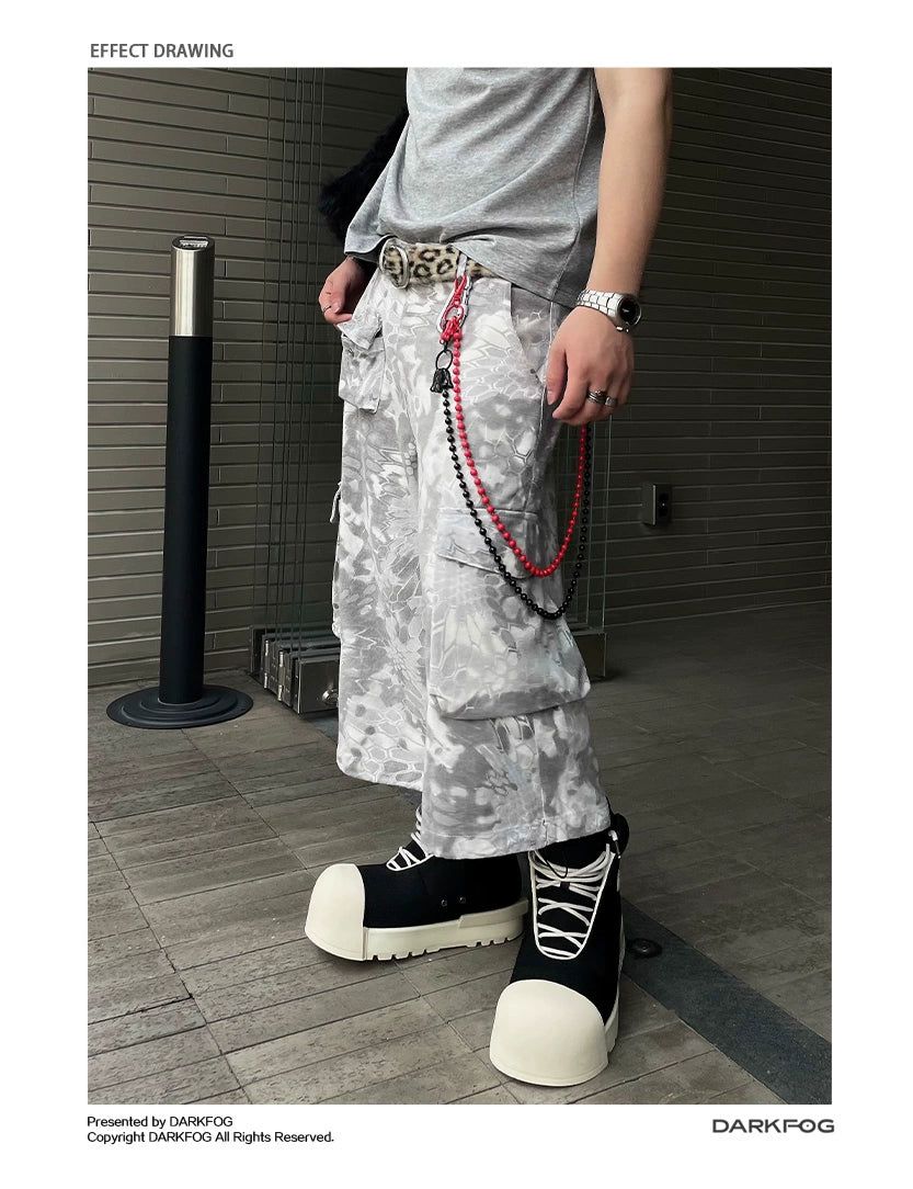 Snake Camo Cargo Shorts Korean Street Fashion Shorts By Dark Fog Shop Online at OH Vault