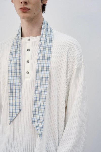 Plaid Neck Scarf Textured T-Shirt Korean Street Fashion T-Shirt By MaxDstr Shop Online at OH Vault