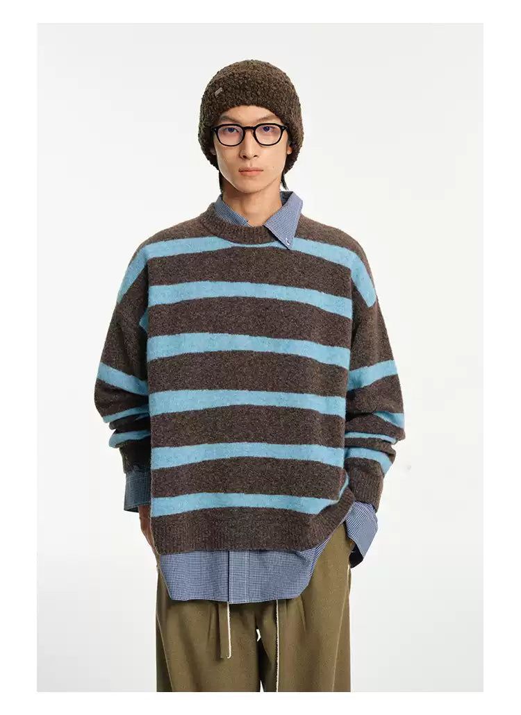 Contrast Stripes Regular Fit Sweater Korean Street Fashion Sweater By NANS Shop Online at OH Vault