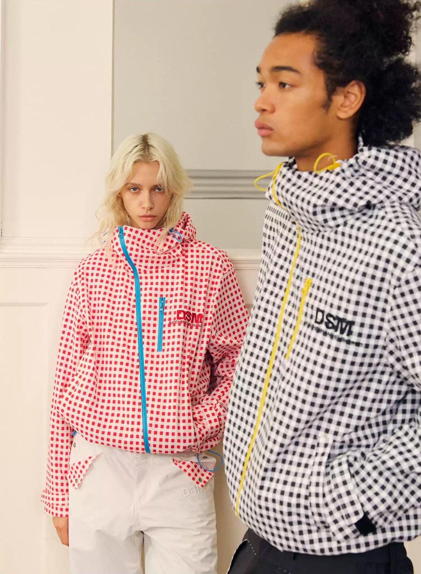 Checkered Side Zipped Jacket Korean Street Fashion Jacket By Donsmoke Shop Online at OH Vault