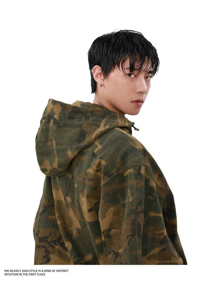 Gradient Camouflage Zip-Up Hoodie Korean Street Fashion Hoodie By Mr Nearly Shop Online at OH Vault