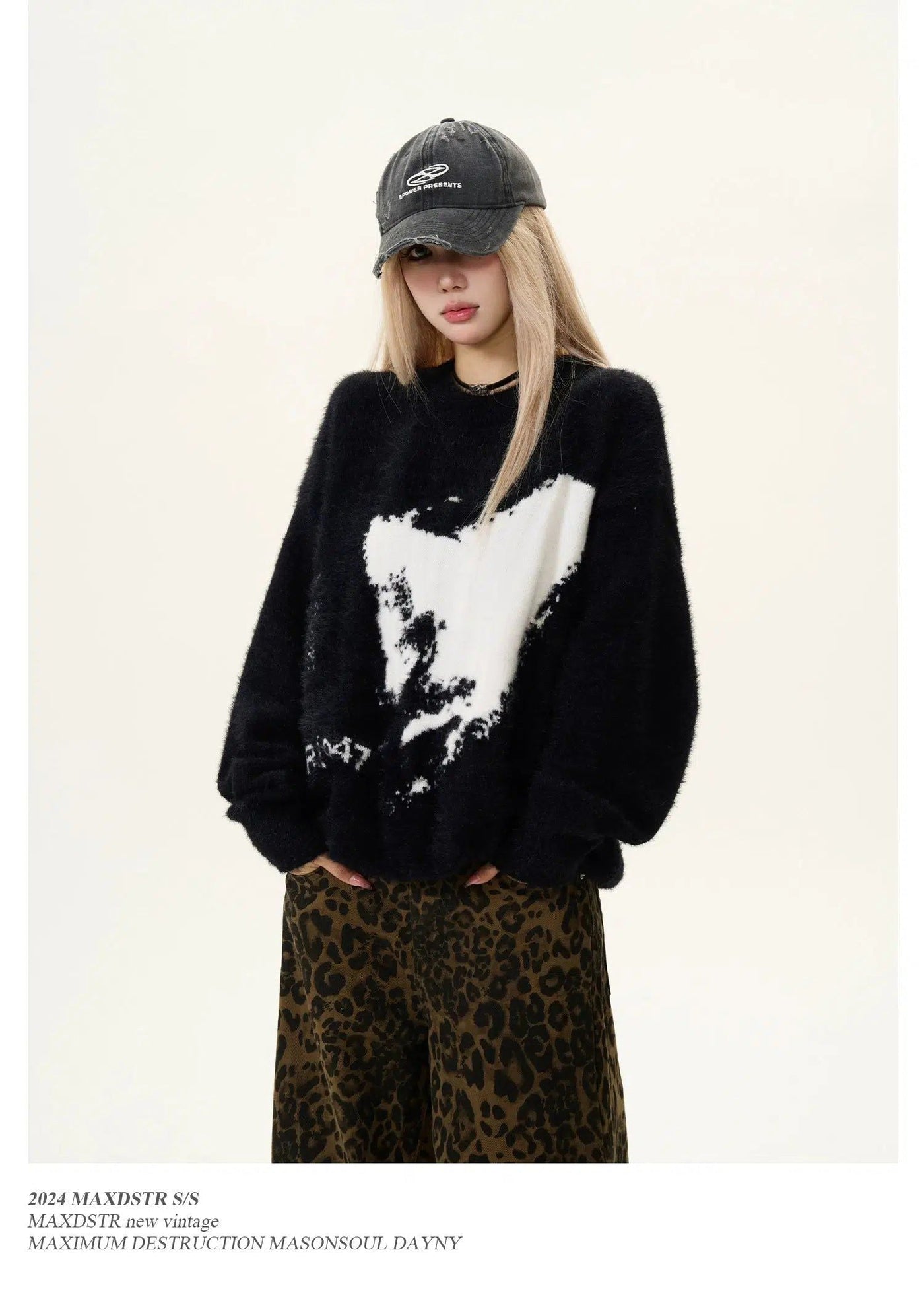 Fuzzy Map Print Sweater Korean Street Fashion Sweater By MaxDstr Shop Online at OH Vault