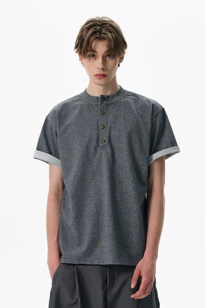 Basic Henley Collar T-Shirt Korean Street Fashion T-Shirt By MaxDstr Shop Online at OH Vault