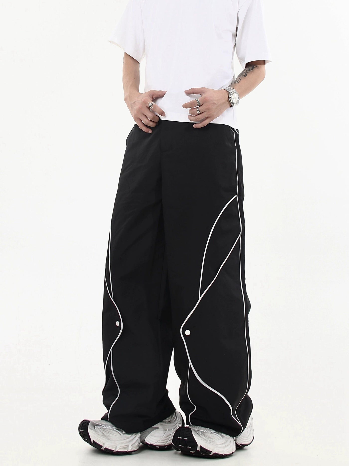 Spliced Stripes Sports Pants Korean Street Fashion Pants By Blacklists Shop Online at OH Vault
