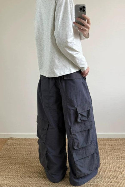 Multiple Flap Pockets Track Pants Korean Street Fashion Pants By A PUEE Shop Online at OH Vault
