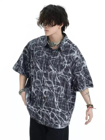 Irregular Print Plaid Shirt Korean Street Fashion Shirt By INS Korea Shop Online at OH Vault