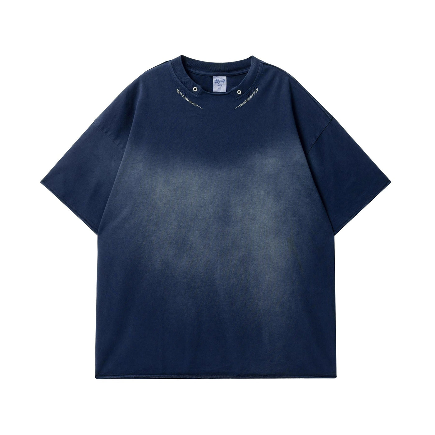 Spray Washed Irregular Neckline T-Shirt Korean Street Fashion T-Shirt By JHYQ Shop Online at OH Vault