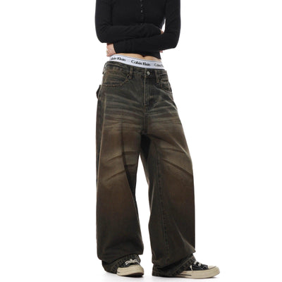 Gradient Washed Whisker Faded Jeans Korean Street Fashion Jeans By Mr Nearly Shop Online at OH Vault