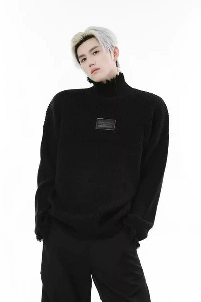 Distressed Neck and Frayed Sweater Korean Street Fashion Sweater By Turn Tide Shop Online at OH Vault