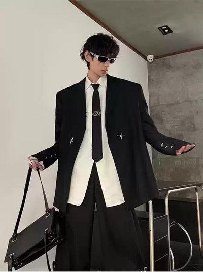 3D Metal Logo Tie Korean Street Fashion Tie By Tian Tian Shop Online at OH Vault