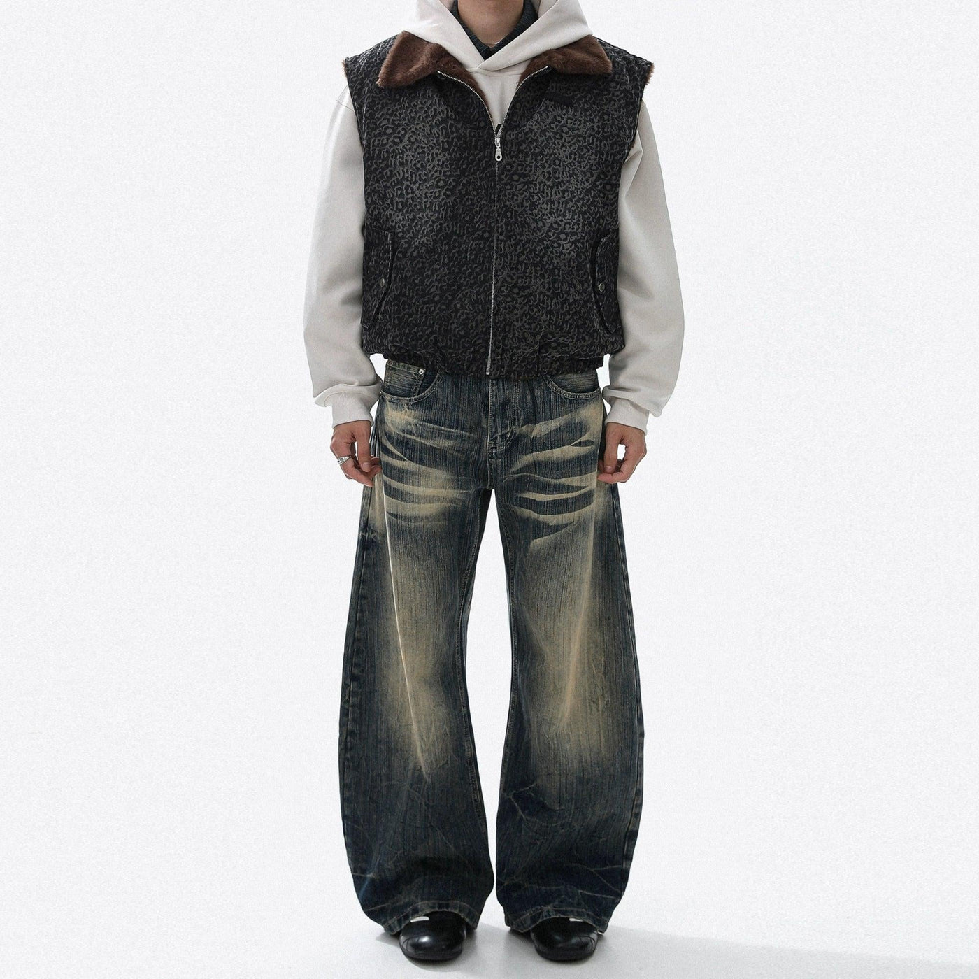Sand Wash Wide Leg Jeans Korean Street Fashion Jeans By Mr Nearly Shop Online at OH Vault