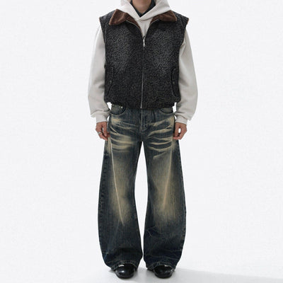 Sand Wash Wide Leg Jeans Korean Street Fashion Jeans By Mr Nearly Shop Online at OH Vault