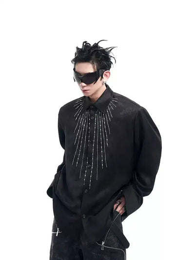 Diamond Chain Detail Shirt Korean Street Fashion Shirt By Slim Black Shop Online at OH Vault