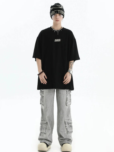 Chalk Effect Cargo Jeans Korean Street Fashion Jeans By INS Korea Shop Online at OH Vault
