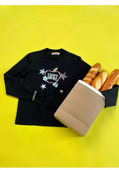 Logo Graphic Print Crewneck Korean Street Fashion Crewneck By Donsmoke Shop Online at OH Vault