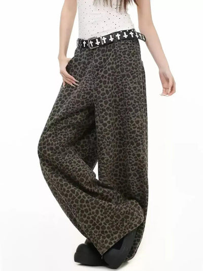 Leopard Print Wide Cut Pants Korean Street Fashion Pants By INS Korea Shop Online at OH Vault