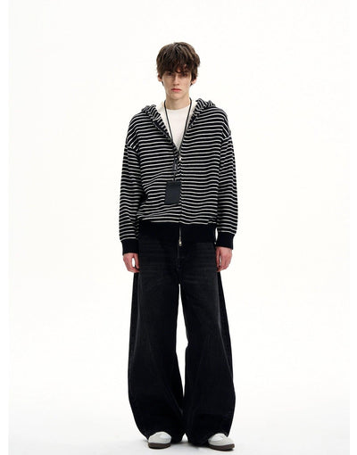 Horizontal Stripes Zip-Up Hoodie Korean Street Fashion Hoodie By MaxDstr Shop Online at OH Vault