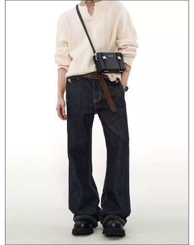 Contrast Stitched Straight Jeans Korean Street Fashion Jeans By Mr Nearly Shop Online at OH Vault