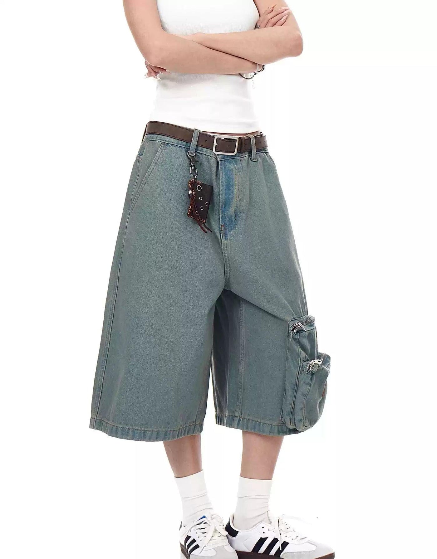 Double Zip Pockets Denim Shorts Korean Street Fashion Shorts By Blacklists Shop Online at OH Vault