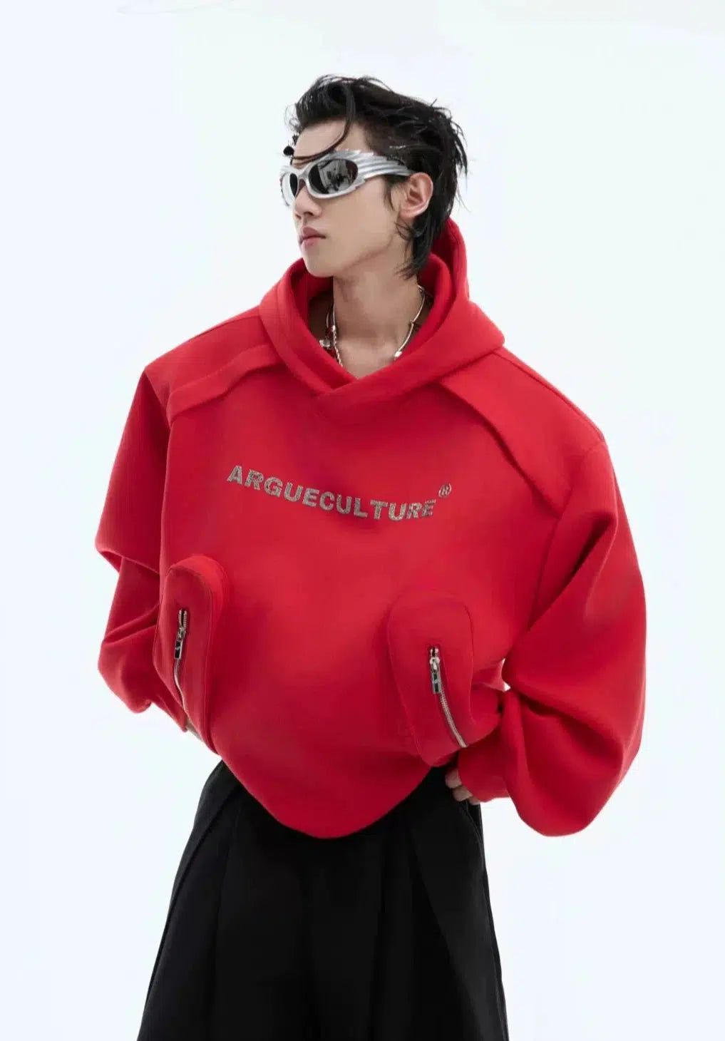 3D Pocket Shoulder Pad Hoodie