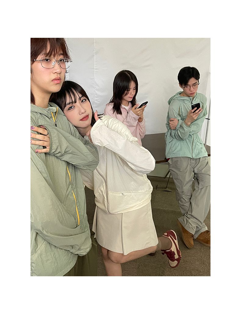 Contrast Zip Windbreaker Jacket Korean Street Fashion Jacket By UMAMIISM Shop Online at OH Vault