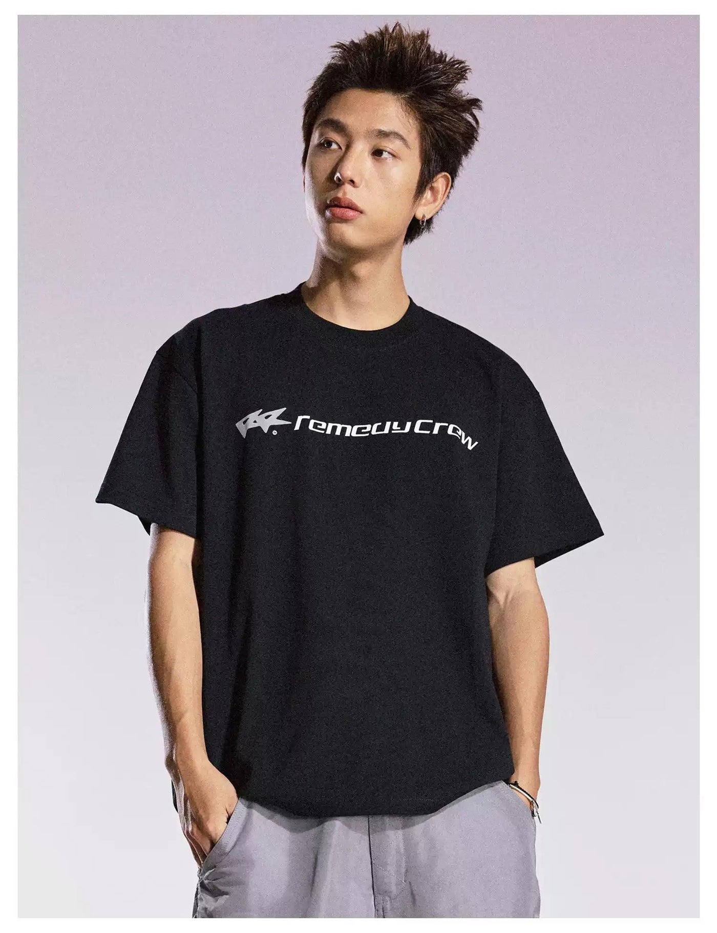 Gradient Logo Graphic T-Shirt Korean Street Fashion T-Shirt By Remedy Shop Online at OH Vault