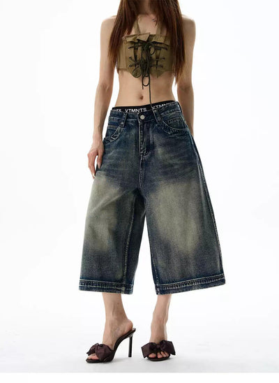 Washed Wide Leg Denim Shorts Korean Street Fashion Shorts By 77Flight Shop Online at OH Vault